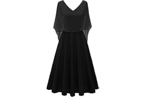 Homrain Damska sukienka koktajlowa w dużym rozmiarze, elegancka sukienka wieczorowa, na wesele, dekolt w serek, długość do kolan, linia A, letnia sukienka