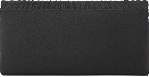 VINCENT PEREZ, Clutch, Abendtaschen, Umhängetaschen, Unterarmtasche aus Satin mit Raffung und schicker Rosen-Applikation, mit abnehmbarer Kette (120 cm), 24x11x4,25 cm (B x H x T) - 3