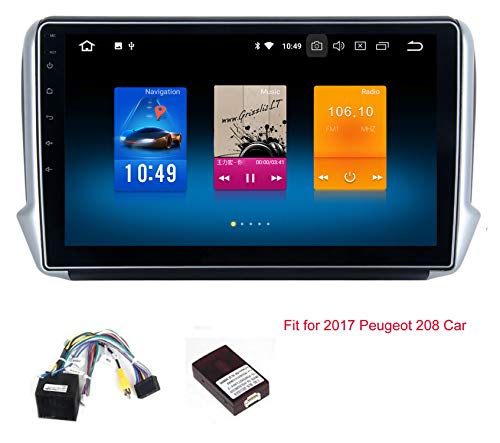 Roverone 10,2 Pouces Android 6.0 Octa Core pour Peugeot 208 2008 2012-2016 Autoradio avec Système GPS de Navigation Radio Stéréo Bluetooth Mirror Link Full Écran Tactile