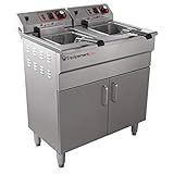 Equipementpro friteuse électrique friteuse électrique professionnelle sur armoire, friteuse en inox sur coffre friteuse 16Litres monophasé (2 * 16 Litres sur coffre)