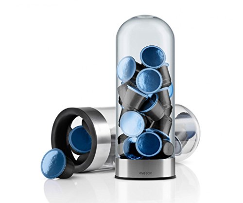 Eva Solo 501101 Dispensador de cápsulas para café, para 25 cápsulas Nespresso, Transparente/Plateado opaco