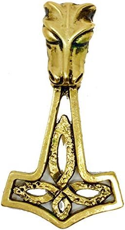 Antique Gold Effect Wolf’s Hammer for Strength and Virility Amulet Talisman Pendant