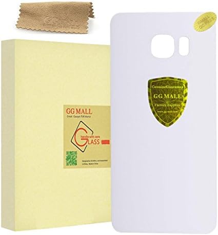 GG MALL Replacement Back Glass Cover For Samsung Galaxy S6 Edge Plus All Carriers Battery Door Housing with Adhesive + Cleaning Cloth (White)