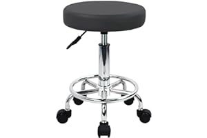 WKWKER Domowe biuro taboret ze skóry PU obrotowy regulacja wysokości stołek kosmetyczny laboratorium kuchnia masaż spa stołek biurowy stołek krzesło na kółkach (szary)