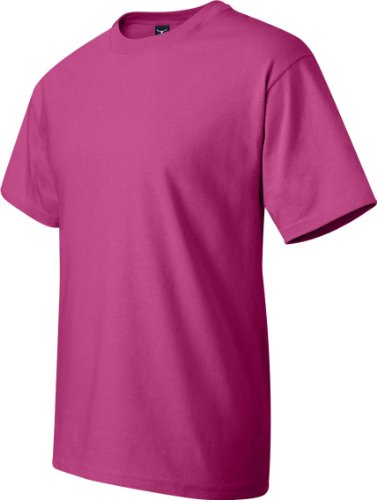 Hanes Beefy-T Men`s Short-Sleeve T-Shirt - Best-Seller, 5180, XXL, Wow Pink