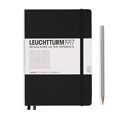 LEUCHTTURM1917 (315928) Carnet Medium (A5) couverture rigide, 249 pages numérotées, quadrillé, noir