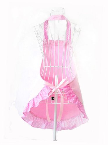 Musuntas Fashion Dots Muster Sleeveless Halter-Neck Style Baumwolle Tuch Schürze Küche Schürze pink - 2