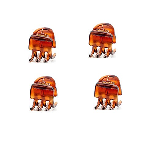 Mytoptrendz® Tort Brown Small Hair Claw Clip Clamp Grip Hair Accessor Plain Set of 4