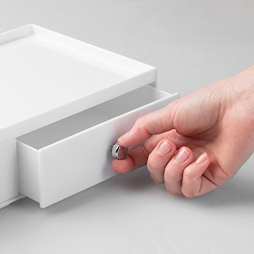 mDesign Kosmetik-Organizer Ablage für Waschtisch Schrank zum Aufbewahren von Makeup, Kosmetika – 2 breite Schubladen, Weiß - 5
