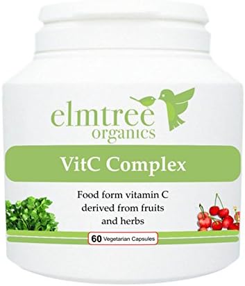 Elmtree Organics - Vitamin C Food Form 60 Tablets - Natural Food State Vitamin C In The Form Of Ascorbic ACID And Mineral Acsorbates - Suitable For Vegetarians and Vegans.