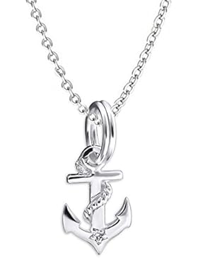 GH1a Kristall Anker KETTE mit ANHÄNGER 925 Sterling Silber Maritim 0125v