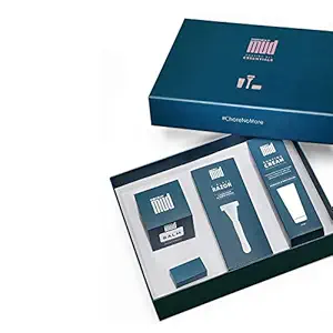 MensXP Mud Shaving Kit Essentials, Premium Shaving Kit For Men (With 6 Blade Razor, Shaving Cream, After Shave Balm & Blade Refill)