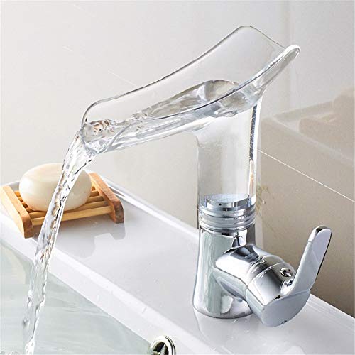 Ziyi Cascade Robinet d'eau Chaude et Froide Robinet de Bassin Lavabo Verre à vin Cuisine Taps,Clear