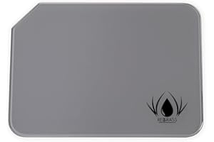 Redgrass Painter Lite Palette en verre pour peinture à l'huile, acrylique, peinture miniature – 21,6 cm – Verre trempé avec bords biseautés – 4 pieds en caoutchouc – Dos gris clair