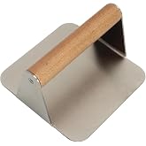 Devmeer Kare Smash Burger Presi,12 cm,3 mm 304 Paslanmaz &Ccedil;elik Burger Presi, Ahşap Saplı, Ağır Hizmet Burger Şutu,