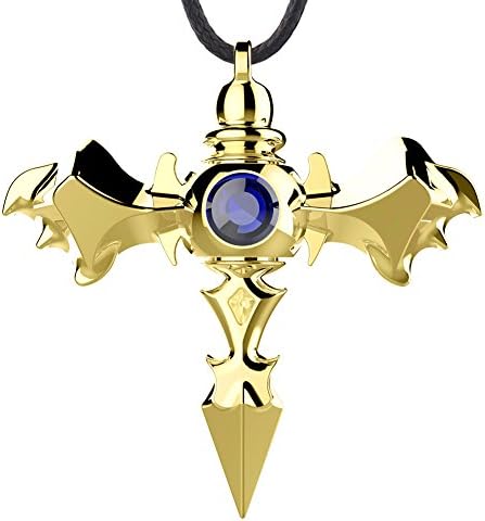 Mydeal S07 Angel Wings Cross Pendant Necklace With Weave Pattern Leather Chain and Sturdy Titanium Steel Clasp For Women 24 inch - Gold