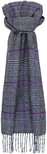 Hemley Men's Cashmere Blend Houndstooth Tartan Scarf Grey One Size
