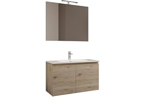 Mama Store ATENA2 80, Mobile 2 ante 80 cm, Quercia Naturale, L. 81 X P. 47 X H. 53 CM