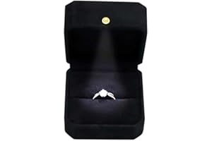MR PRIME LTD MR.Prime Ring Box, Velvet Wedding Ring Case Jewelry Gift Box with LED Light for Proposal Engagement Wedding (Black)