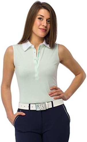 EVELINA/A Ladies' sleeveless Golf shirt, 100% PIMA cotton, fine stripe (XS, mint)