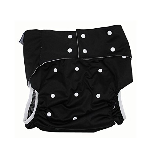 LukLoy - Teen / Adults Cloth Diapers with 2pcs Inserts for Incontinence Care -Dual Opening Pocket Washable Adjustable Reusable Leakfree (Black)