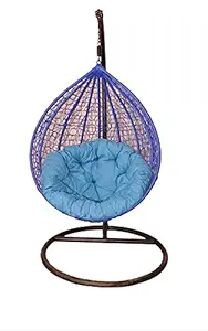 SHINING LIFE Outdoor Furniture Single Seater Swing Beautiful White Swing with Blue Stand (Blue)
