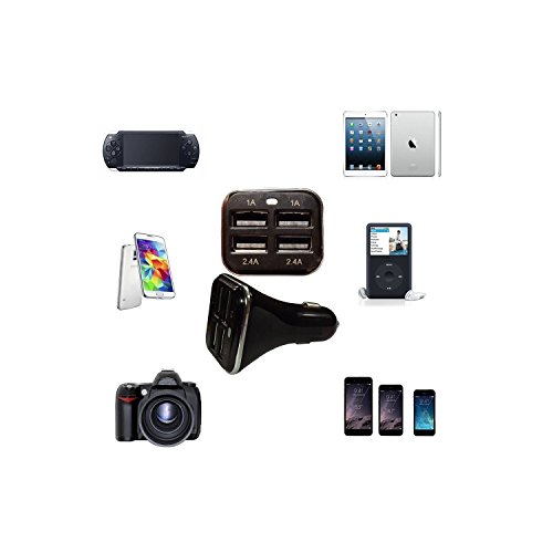 MMOBIEL Caricatore per auto a 4 porte super veloci potente da 35 Watt incluso di indicatore di energia LED uscita (output) da 5V / 6.8A