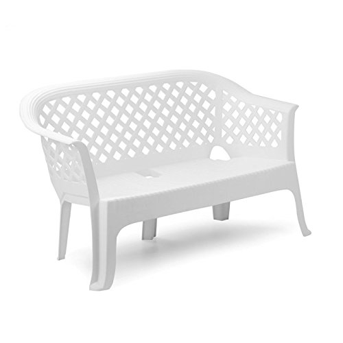 Ipae-Progarden Lariana apilable Monoblock Banco, Blanco, 134 x 72 x 76 cm