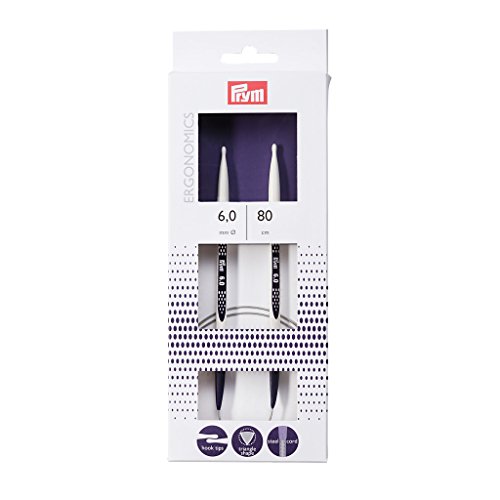 PRYM Rundstricknadel, ergonomisches Design/Nadeln, Metall, Mehrfarbig, 6 mm, 80 cm