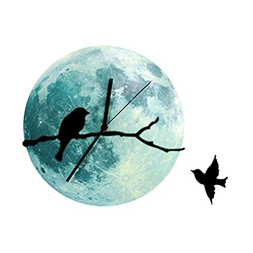 Forepin® Nachtleuchtend Aufkleber Wandsticker Sticker für Kinderzimmer Schlafzimmer Baby Babyzimmer Licht in Dunkelheit – Mond & Vogel - 2
