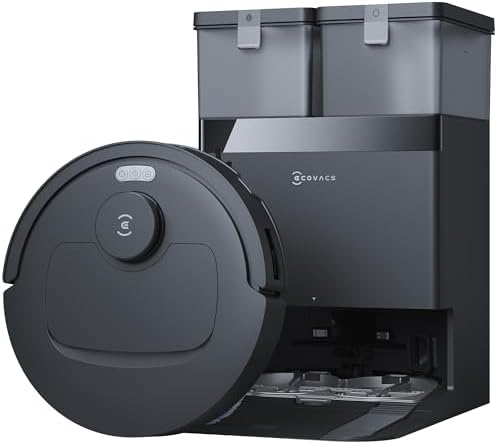 ECOVACS DEEBOT T30e OMNI Robot aspirapolvere lavapavimenti, 25.000 Pa, ZeroTangle 3.0, spazzola later. ARClean, spazzola princip. tripla V, stazione OMNI svuot. automatico, asciugatura a 45 °C, nero