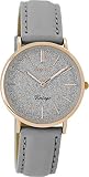 Oozoo Vintage Damenuhr Lederband 32 MM Rose/Glitzer/Grau C8831