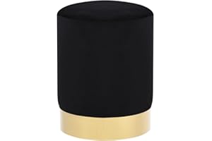 vidaXL Taburete de Terciopelo 28 x 36 cm Casa Jardín Cocina Comedor Decoración Diseño Estilo Mobiliario Mueble Asiento Banco Banqueta Banquillo Negro y Dorado