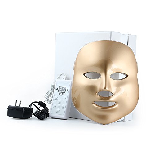 LED Photon Therapy Red Blue Green Light Treatment Facial Beauty Skin Care Phototherapy Mask - Gold