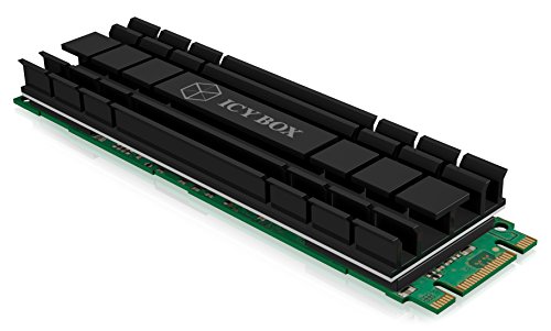 Icy Box m2hs de 701  Disipador para 1  x M 2  SSD  2280   aluminio  extra fino  5  mm   2  de silicona t  rmica leitpads  Negro