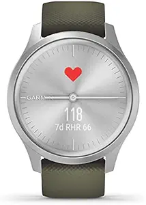 Garmin v�vomove Style Silver-Moss Green, Silicone Band Smartwatch