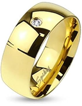 Paula & Fritz® Ring aus Edelstahl Chirurgenstahl 316L gold 6mm breit Classic Line mit Single Zirkonia verfügbare...