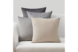 Topfinel Zestaw 4 Pokrowiec na poduszkę 40x40 Dekoracyjne Domowe Pokrowce na poduszki Szary Aksamit do salonu Łóżko Ogród Jadalnia Krzesło Sypialnia Nowoczesne Miękkie Miękkie Poduszki Szary