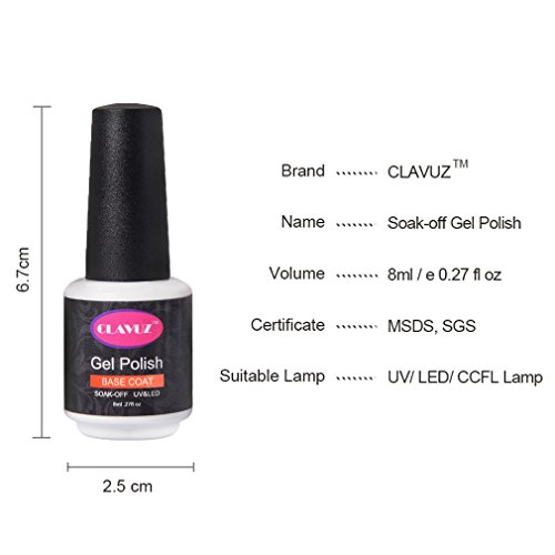 Clavuz Nagellack-Set, matt, mit Über- und Unterlack, Soak-off-UV-LED, 8 ml - 5
