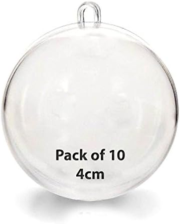 Pack of 10 Clear Plastic Craft Ball Acrylic Transparent Sphere Christmas Baubles 7 sizes Available by KTLShop (4cm)