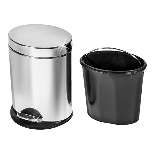 Art Moon Saturn Oval Abfalleimer Kosmetikeimer Treteimer mit Pedal 5 Liter Edelstahl 23X17X30 cm - 3