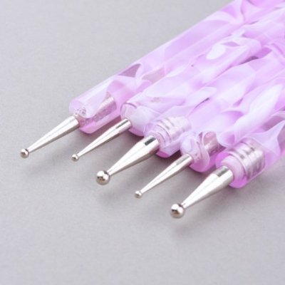 Uniqstore 5 X 2Way Dotting Pen Marbleizing Tool Nail Art Paint Purple A3