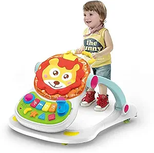 Abhsant Baby Walker Bouncer Seated or Walk Behind Position Easy to Fold Adjustable Seat Height Fun Balance Toys Activities Center for Baby Girl boy