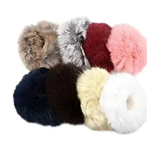 Sarthak THE CHOICE R Products Fluffy Soft Fur Elastic Multicolour Hair Rubber Bands for Kids Girls Women (Pack of 12)