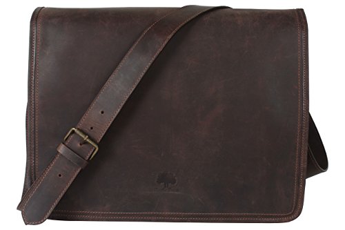 Handgemacht Ledertasche Umhängetasche Leder Notebooktasche Schultertasche Kuriertasche Mit Vintage und antikem Look Für Hochschule, Büro, Reise und Alltag . Ein Geschenk von indischen Handwerkern. - 8