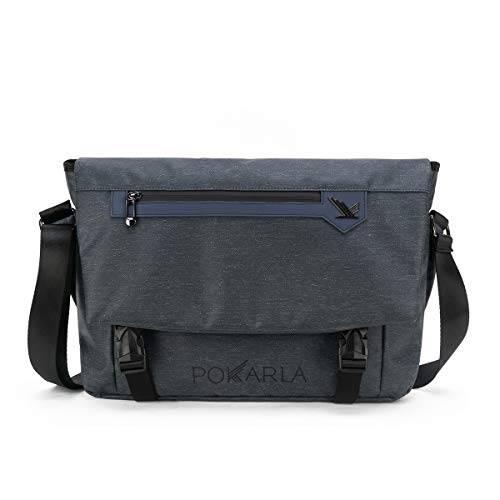 Preisvergleich Produktbild Wasserdichte Pokarla Umhängetasche mit Laptopfach und Gepolstertem Umhängetasche mit Umhängetasche für die Arbeit School Bookbag für 14 Zoll Laptop für Herren Dunkelblau