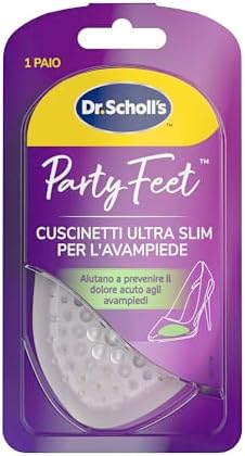 Dr. Scholl's Party Feet Ultra Slim Cuscinetti in Gel Ultrasottili per la Protezione della Parte Anteriore della Pianta del Piede, Cuscinetto Trasparente per Scarpe col Tacco, Tecnologia Antiscivolo
