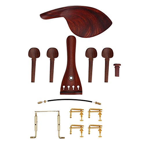 Wood 4/4 Violin Fittings, Handmade Tailpiece, Endpin, 4 Tuners, Chin rest, 4 Tuning Pegs, Screw, Tail Gut