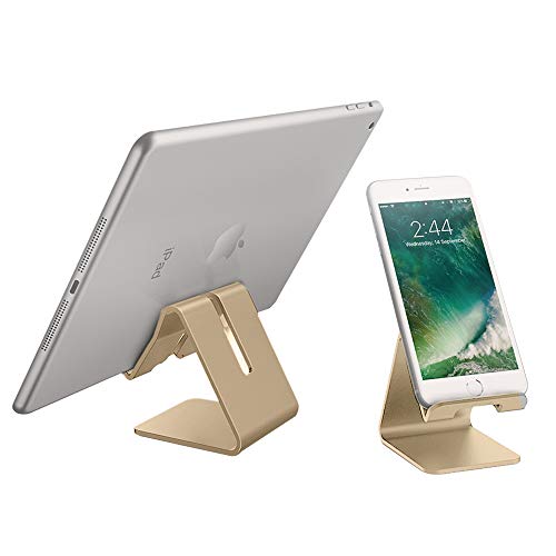 homegogo Supporto Smartphone Desktop Cellulare Portatile Culla, Premium Tinta Alluminio Lega Telefono Supporto per iPhone, Samsung, HTC, Sony, LG, Huawei E Altro Ancora(Oro)