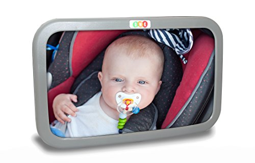 Back seat car mirror for baby Wobble free mounting Baby and mum reassurance Shatterproof Supersized convex view
